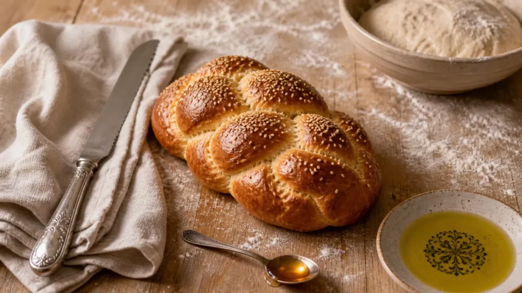 Challah maison tressée au miel doré