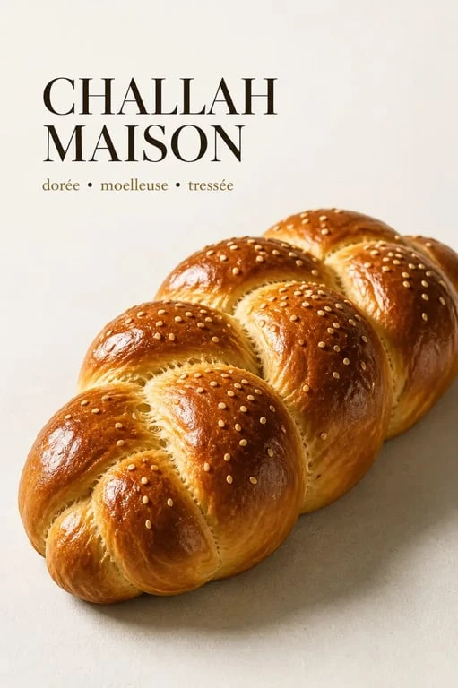 Challah dorée et tressée, pain moelleux traditionnel
