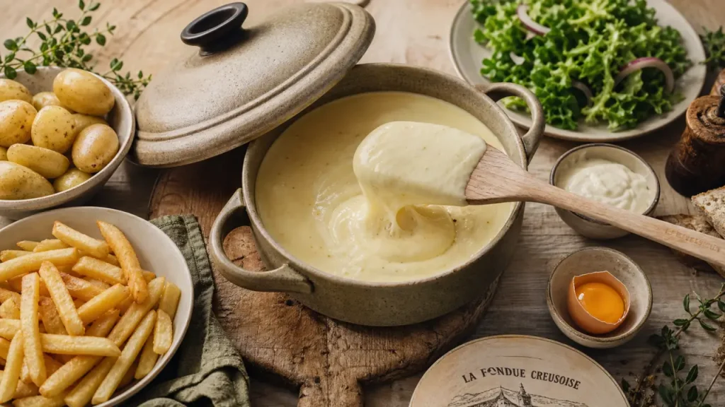 Fondue creusoise au camembert, bien liée