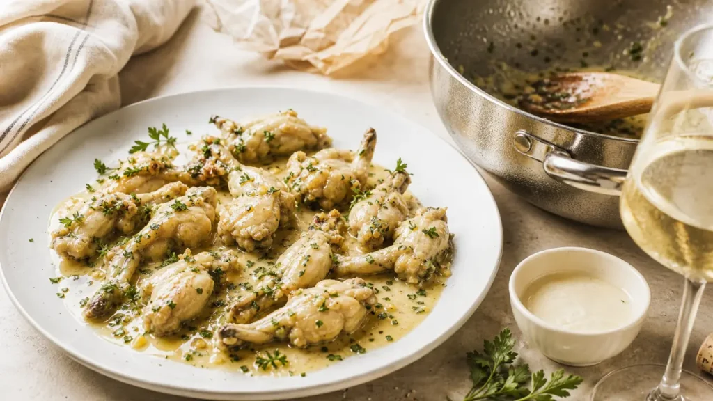 Recette cuisse de grenouille à la crème au vin blanc et ail