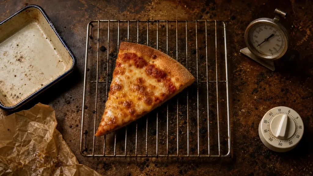 Réchauffer pizza four chaleur tournante 180°C, pâte croustillante