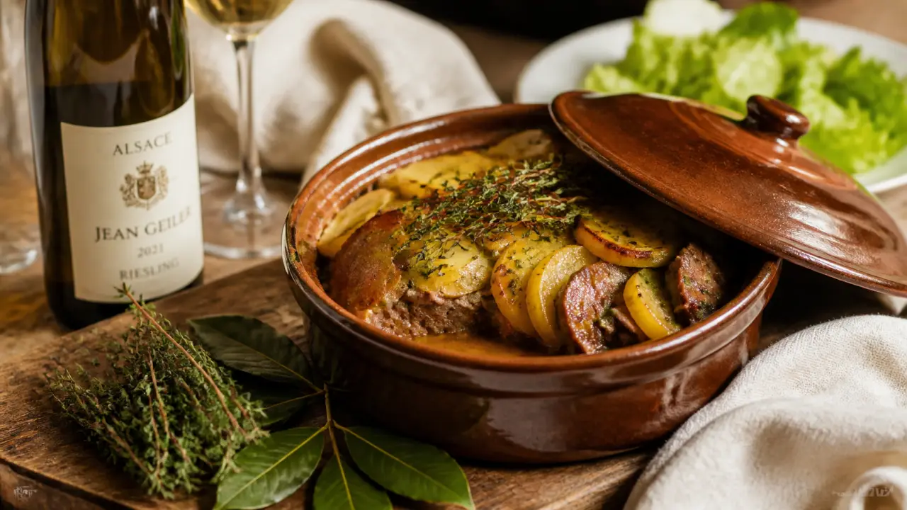 Baeckeoffe recette alsacienne : terrine fondante, 24h de marinade, cuisson mijotée