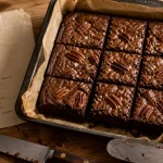 Brownie noix de pécan fondant, cuisson 180°C, moule 20 cm