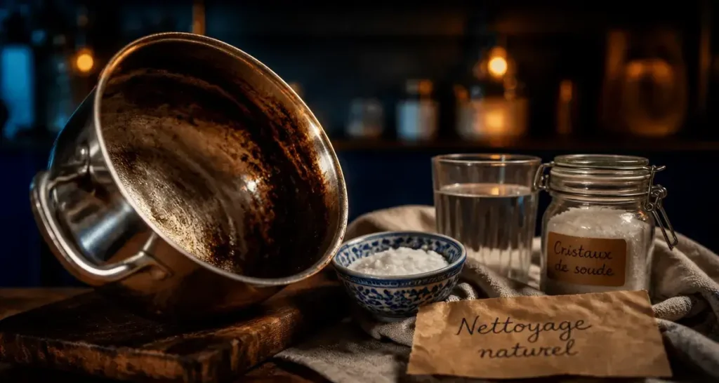 Comment rattraper une casserole brulée avec nettoyage naturel, casserole inox tachée de noir