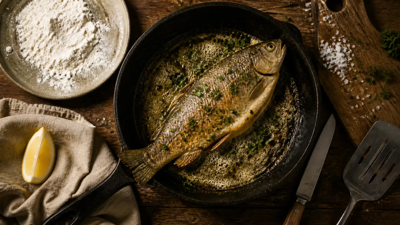 Cuisson truite poele : truite meunière dorée en 5 minutes par côté