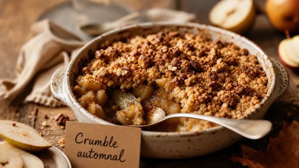 Dessert d automne : crumble pommes-poires tiède