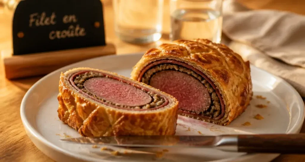 Filet mignon en croûte gastronomique : viande tendre, duxelles sèche et pâte dorée