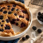 Gateau à la mure moelleux aux baies violettes, vue dessus