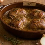 Paupiette de veau au four temps de cuisson : 180°C, jus doré