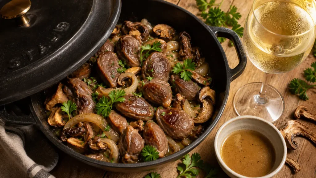 Gésiers de volaille poêlés au vin blanc : cuisson douce et dorage sans les durcir