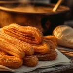 Véritable recette churros fête foraine : churros dorés à 180 °C, roulés au sucre cristal
