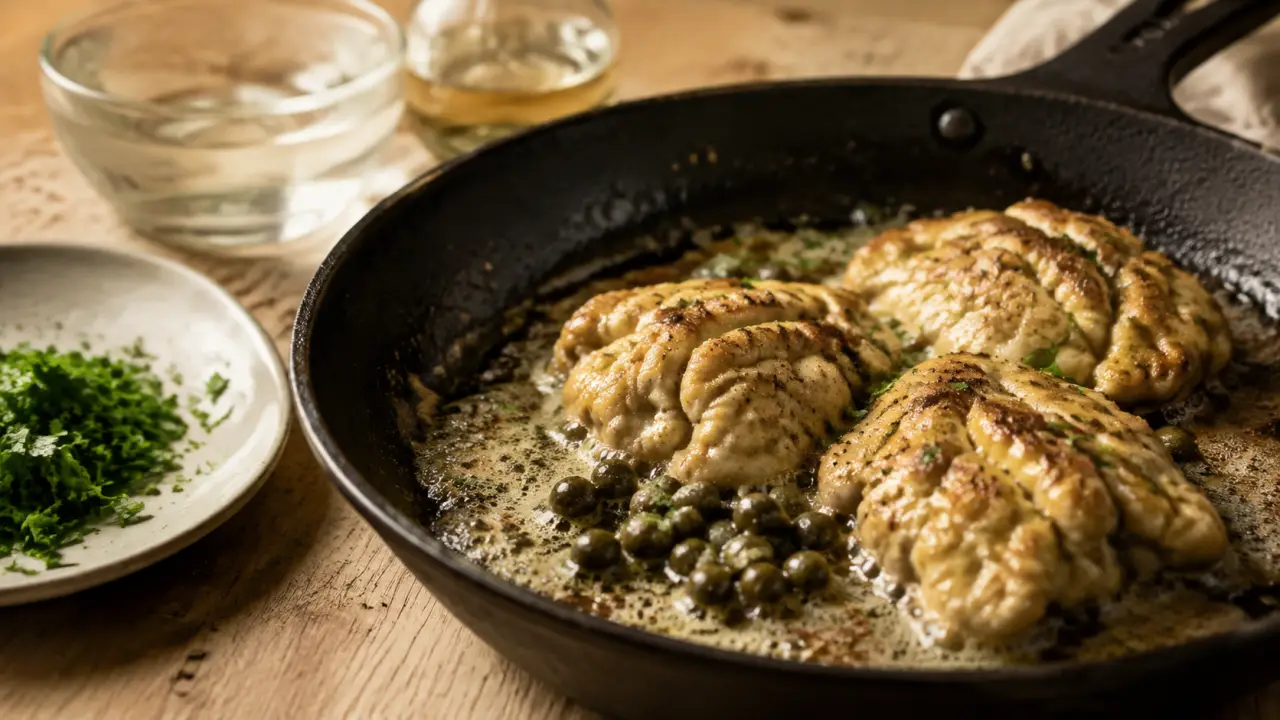 Cervelles d agneau meunière dorées au beurre et citron, poêle et persil