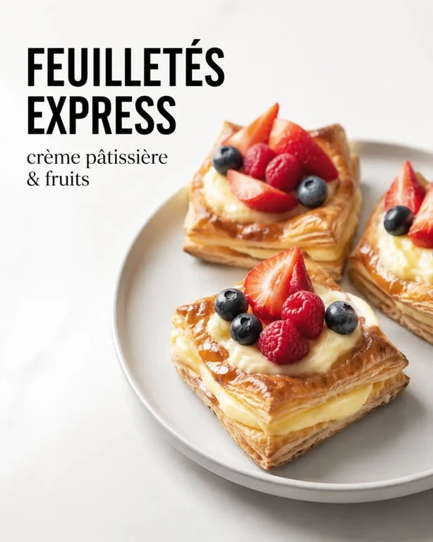 Que faire avec de la crème pâtissière : feuilletés express dorés garnis de fruits