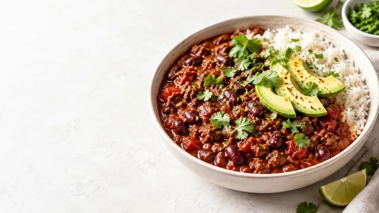 Recette 20 personnes de chili con carne avec riz et avocat