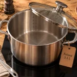 Faitout cuisine inox 3-5 L avec couvercle en verre