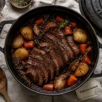 Paleron de boeuf à braiser en cocotte, viande fondante