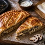 Recette tourte aux champignons : cheminée en pâte, fond non détrempé