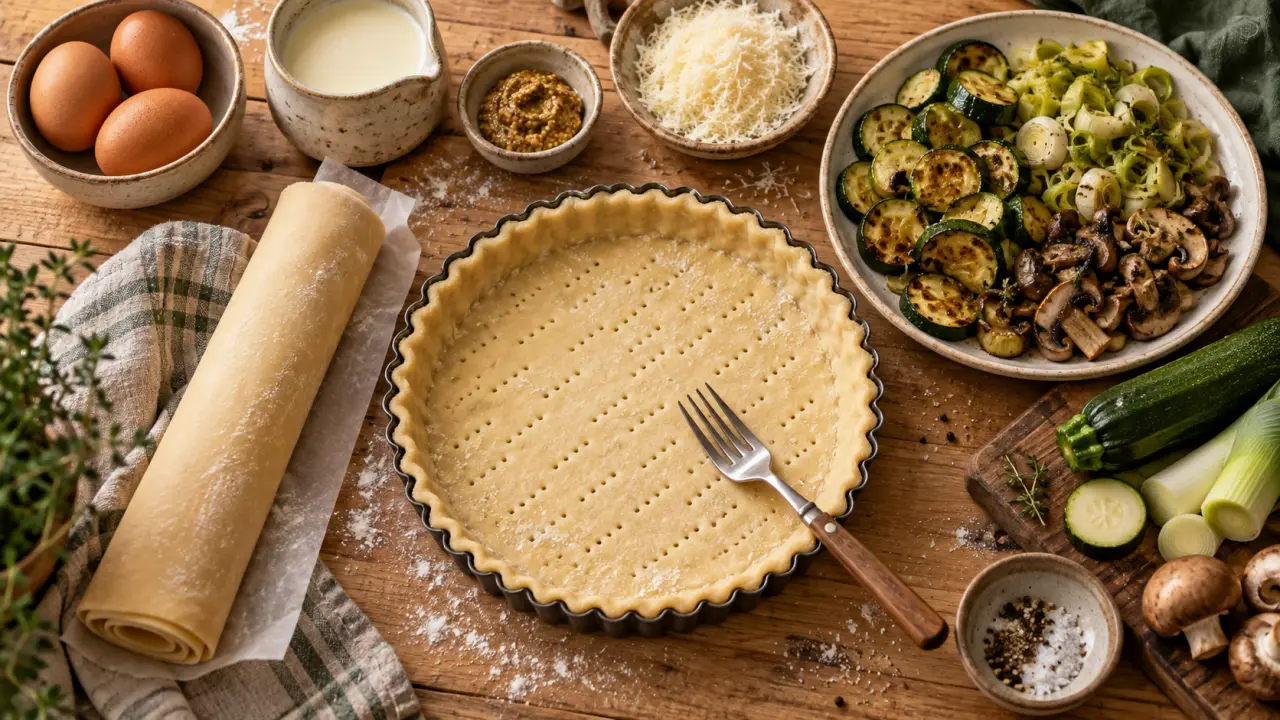 Que faire avec une pâte brisée : rouleau, légumes et ingrédients